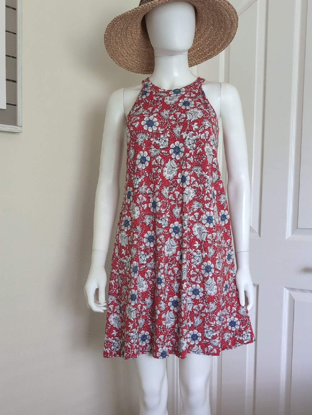 Loft Outlet Swing Dress Halter Sleeveless SzS FloralJersey Knit NWOT